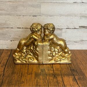 Gold Cherub Bookends